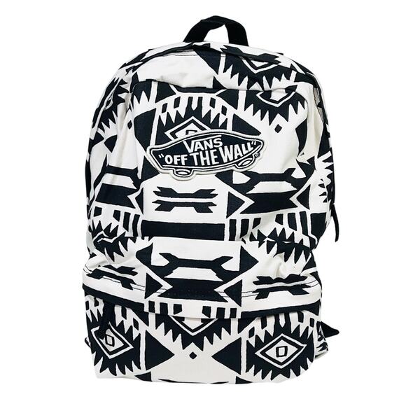 Vans Tribal Aztec Print Backpack Black White Book Bag School Laptop New - Picture 1 of 8